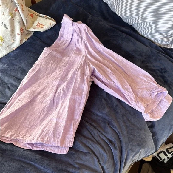 Sigrid Olsen Purple 3/4 Sleeve Polo Collar Blouse - Picture 14 of 17